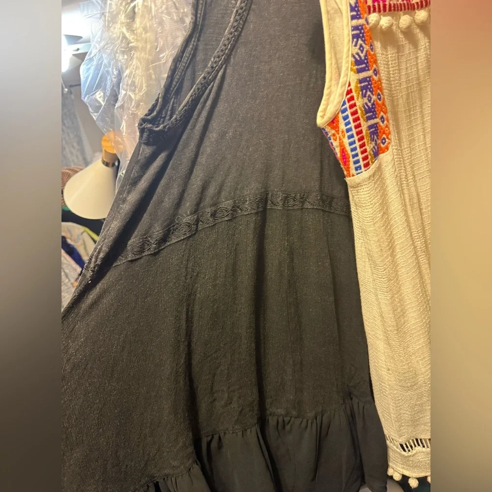 Free People Black and Gold Mini Summer Daze Dress - Picture 6 of 9